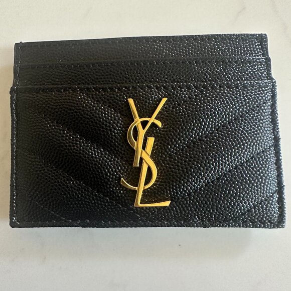 NWT Saint Laurent Cassandre Matelasse Black Card Case - Picture 1 of 15
